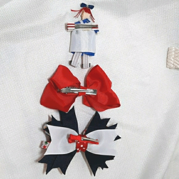 Ribbon Sculptured/Grosgrain Hair Bows☆Set of 3 - Picture 5 of 6